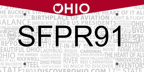 SFPR91 Ohio License Plate