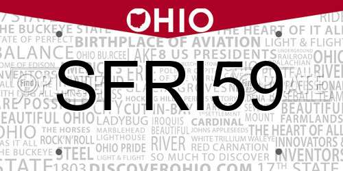 SFRI59 Ohio License Plate