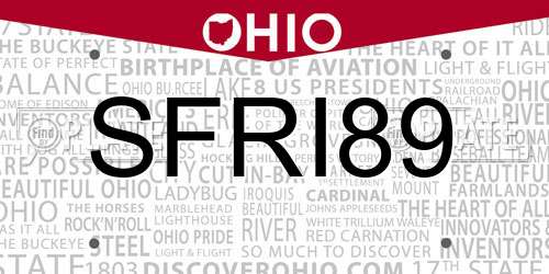 SFRI89 Ohio License Plate