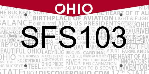 SFS103 Ohio License Plate