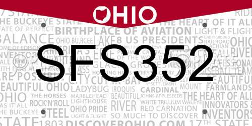 SFS352 Ohio License Plate