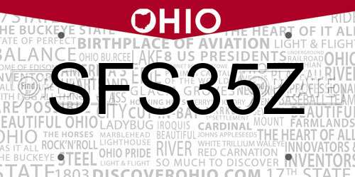 SFS35Z Ohio License Plate