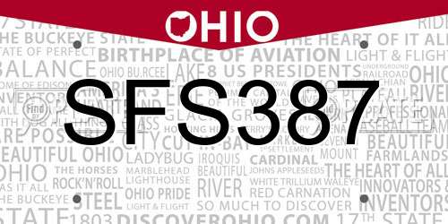 SFS387 Ohio License Plate