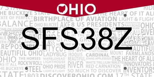 SFS38Z Ohio License Plate