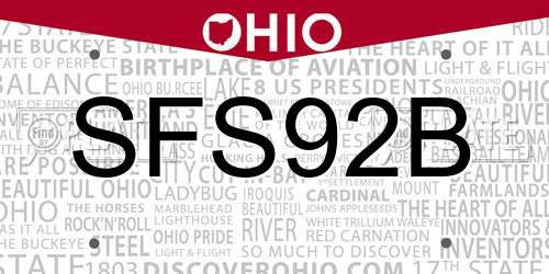 SFS92B Ohio License Plate
