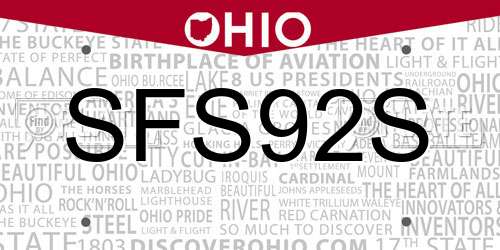 SFS92S Ohio License Plate