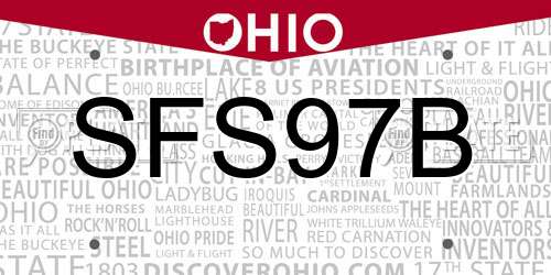 SFS97B Ohio License Plate