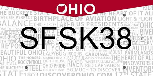 SFSK38 Ohio License Plate