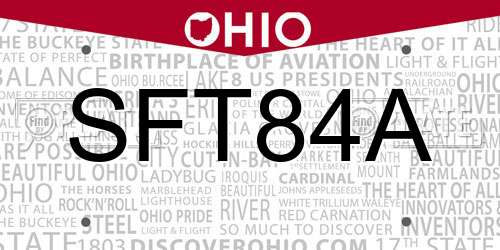 SFT84A Ohio License Plate