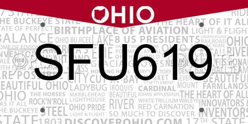 SFU619 Ohio License Plate