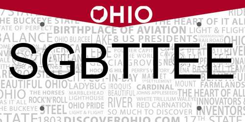 SGBTTEE Ohio License Plate