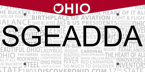 SGEADDA Ohio License Plate