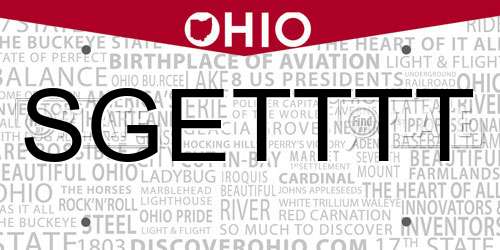SGETTTT Ohio License Plate