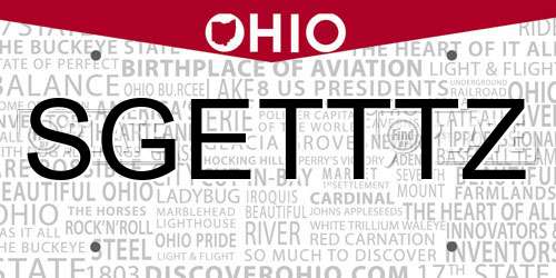 SGETTTZ Ohio License Plate