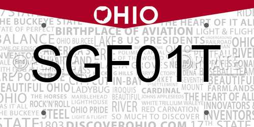 SGF01T Ohio License Plate