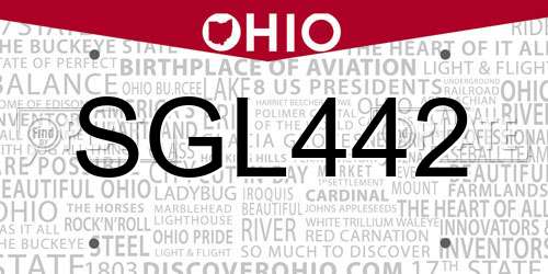 SGL442 Ohio License Plate