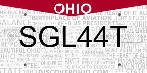 SGL44T Ohio License Plate