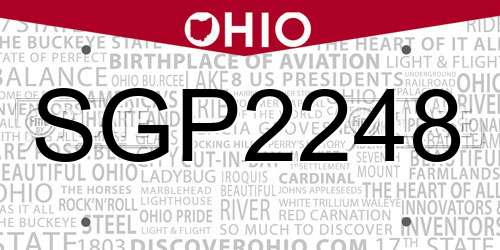 SGP2248 Ohio License Plate