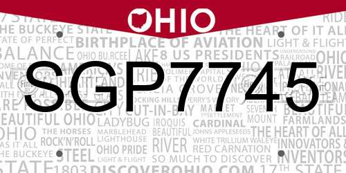 SGP7745 Ohio License Plate