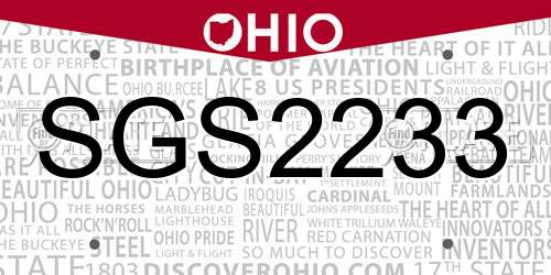 SGS2233 Ohio License Plate