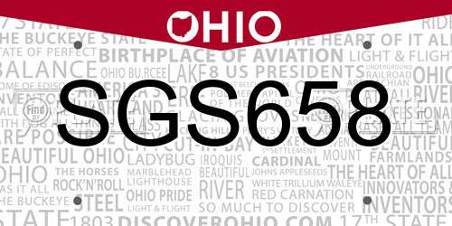 SGS658 Ohio License Plate