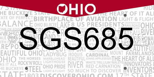 SGS685 Ohio License Plate