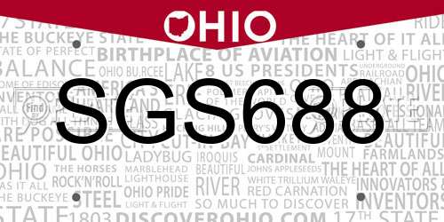 SGS688 Ohio License Plate