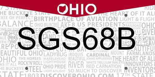 SGS68B Ohio License Plate