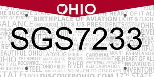 SGS7233 Ohio License Plate