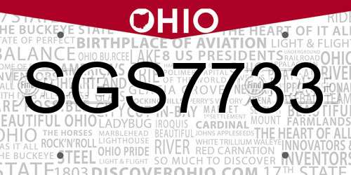 SGS7733 Ohio License Plate