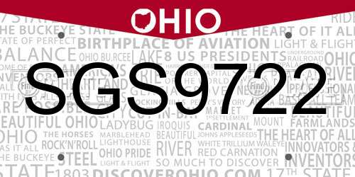 SGS9722 Ohio License Plate