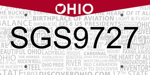 SGS9727 Ohio License Plate