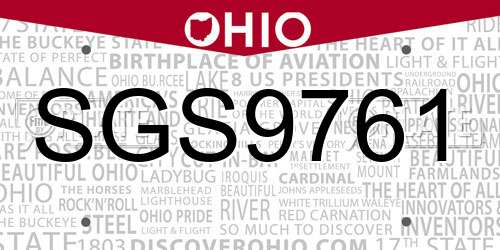 SGS9761 Ohio License Plate