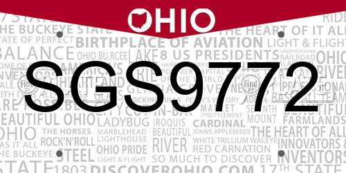 SGS9772 Ohio License Plate