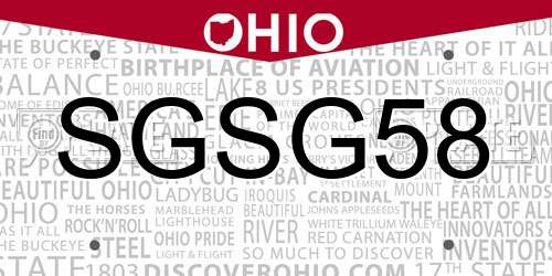 SGSG58 Ohio License Plate