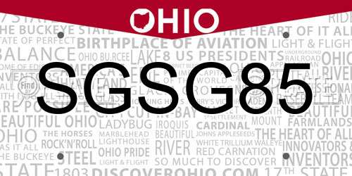 SGSG85 Ohio License Plate