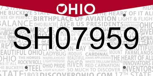 SH07959 Ohio License Plate