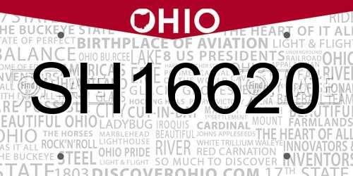 SH16620 Ohio License Plate