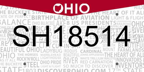 SH18514 Ohio License Plate