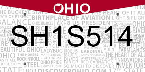 SH1S514 Ohio License Plate