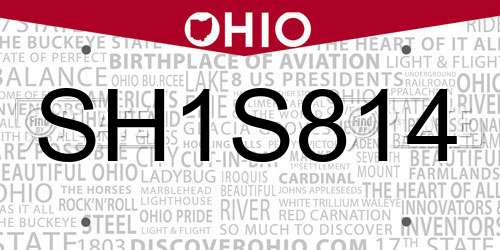 SH1S814 Ohio License Plate