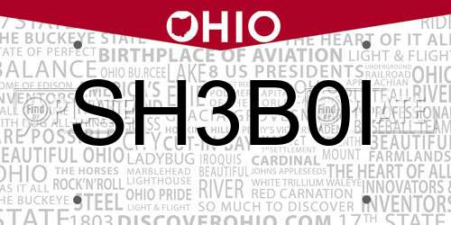 SH3B0I Ohio License Plate