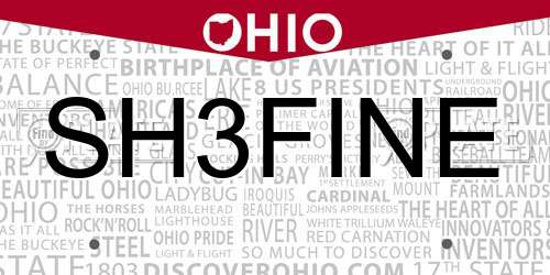 SH3FINE Ohio License Plate