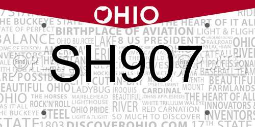 SH907 Ohio License Plate