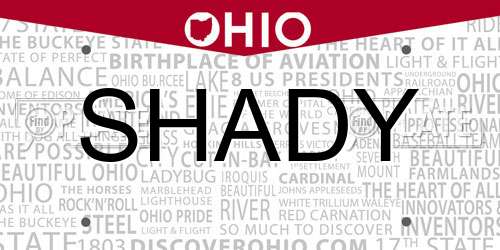 SHADY Ohio License Plate
