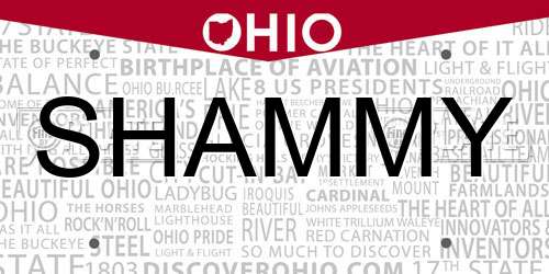 SHAMMY Ohio License Plate
