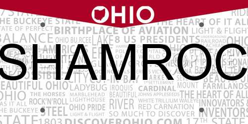 SHAMROC Ohio License Plate
