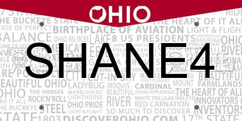 SHANE4 Ohio License Plate