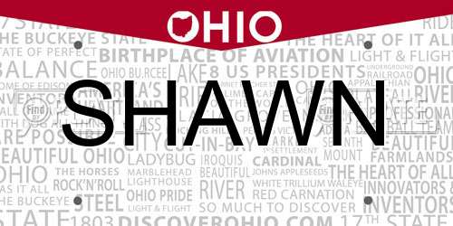 SHAWN Ohio License Plate