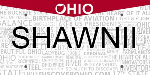SHAWNII Ohio License Plate